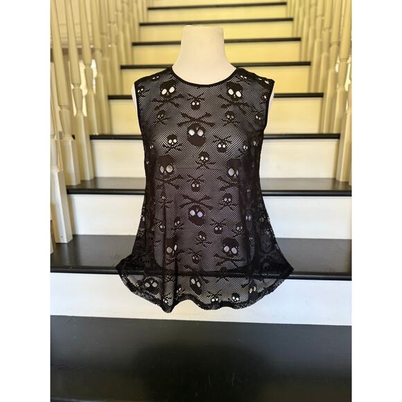 Vintage TRIPP NYC Skull Black Tank Top Goth Punk Rave Grunge Cosplay Techno - Picture 2 of 12